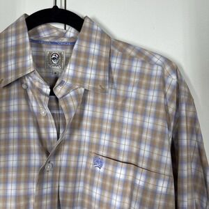 Cinch Shirt Mens S Plaid Knit Long Sleeve Button Down Western Cowboy Rodeo